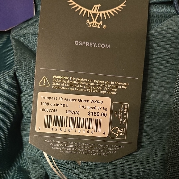 Osprey Tempest 20 Women's Backpack - Teal XS/S - Picture 2 of 5